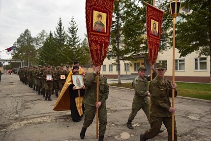 Крестный ход на территории воинской части Хабаровского района